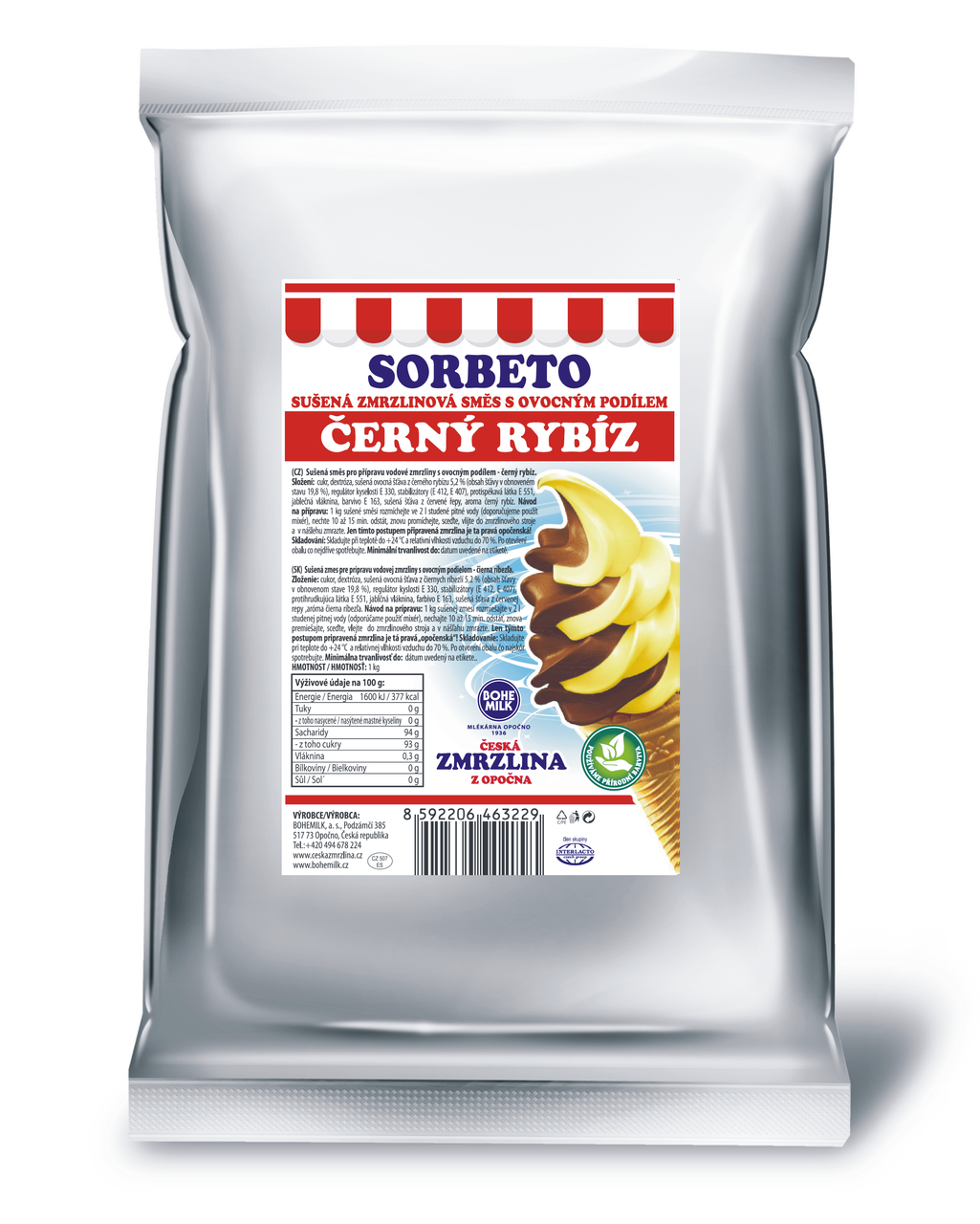 BOHEMILK Sorbeto s příchutí černého rybízu 1 kg